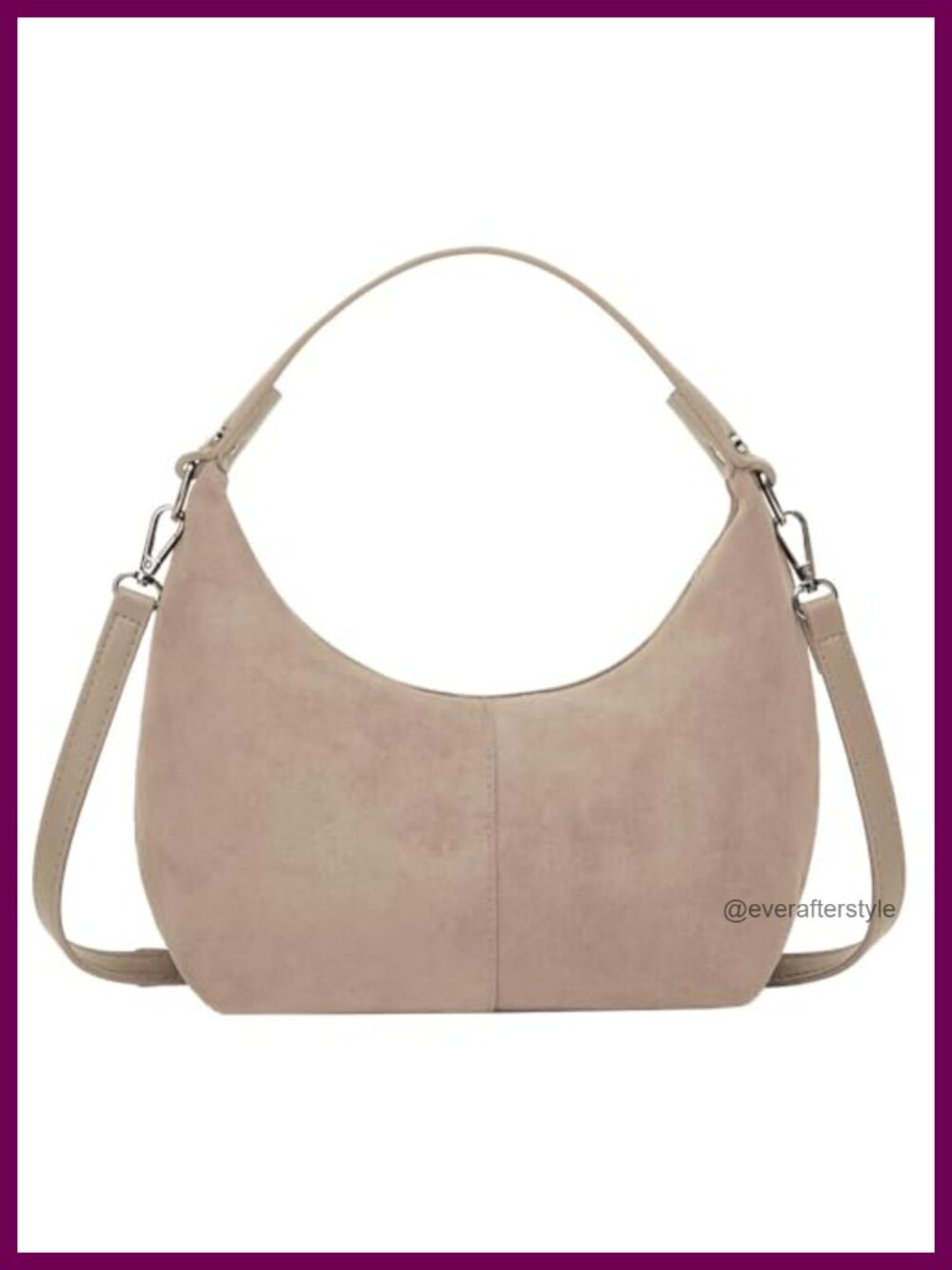 Faux Suede Crescent Shoulder Bag Vintage Hobo Tote Casual Crossbody Purse